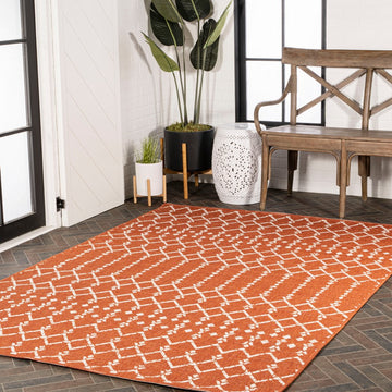 Ourika Moroccan Geometric Textured Weave Indoor/outdoor Rug